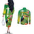 Brazil Rio-Toucan Bird Personalized Couples Matching Off The Shoulder Long Sleeve Dress and Long Sleeve Button Shirt Tropical Flowers