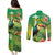 Brazil Rio-Toucan Bird Personalized Couples Matching Puletasi and Long Sleeve Button Shirt Tropical Flowers