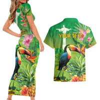 Brazil Rio-Toucan Bird Personalized Couples Matching Short Sleeve Bodycon Dress and Hawaiian Shirt Tropical Flowers