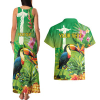 Brazil Rio-Toucan Bird Personalized Couples Matching Tank Maxi Dress and Hawaiian Shirt Tropical Flowers