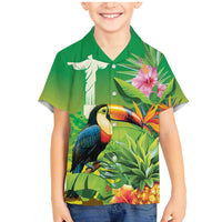 Brazil Rio-Toucan Bird Personalized Family Matching Mermaid Dress and Hawaiian Shirt Tropical Flowers