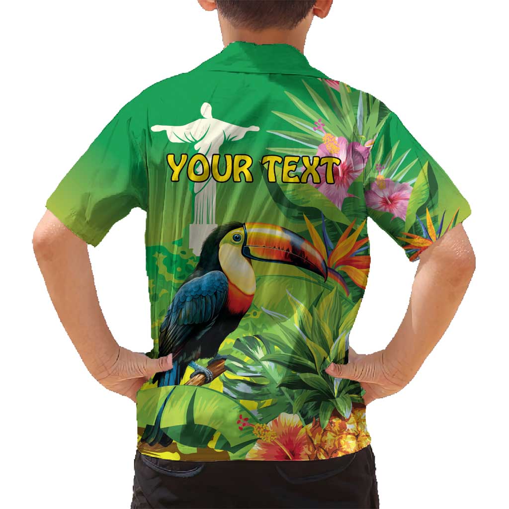 Brazil Rio-Toucan Bird Personalized Family Matching Off Shoulder Maxi Dress and Hawaiian Shirt Tropical Flowers