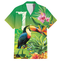 Brazil Rio-Toucan Bird Personalized Family Matching Off Shoulder Maxi Dress and Hawaiian Shirt Tropical Flowers
