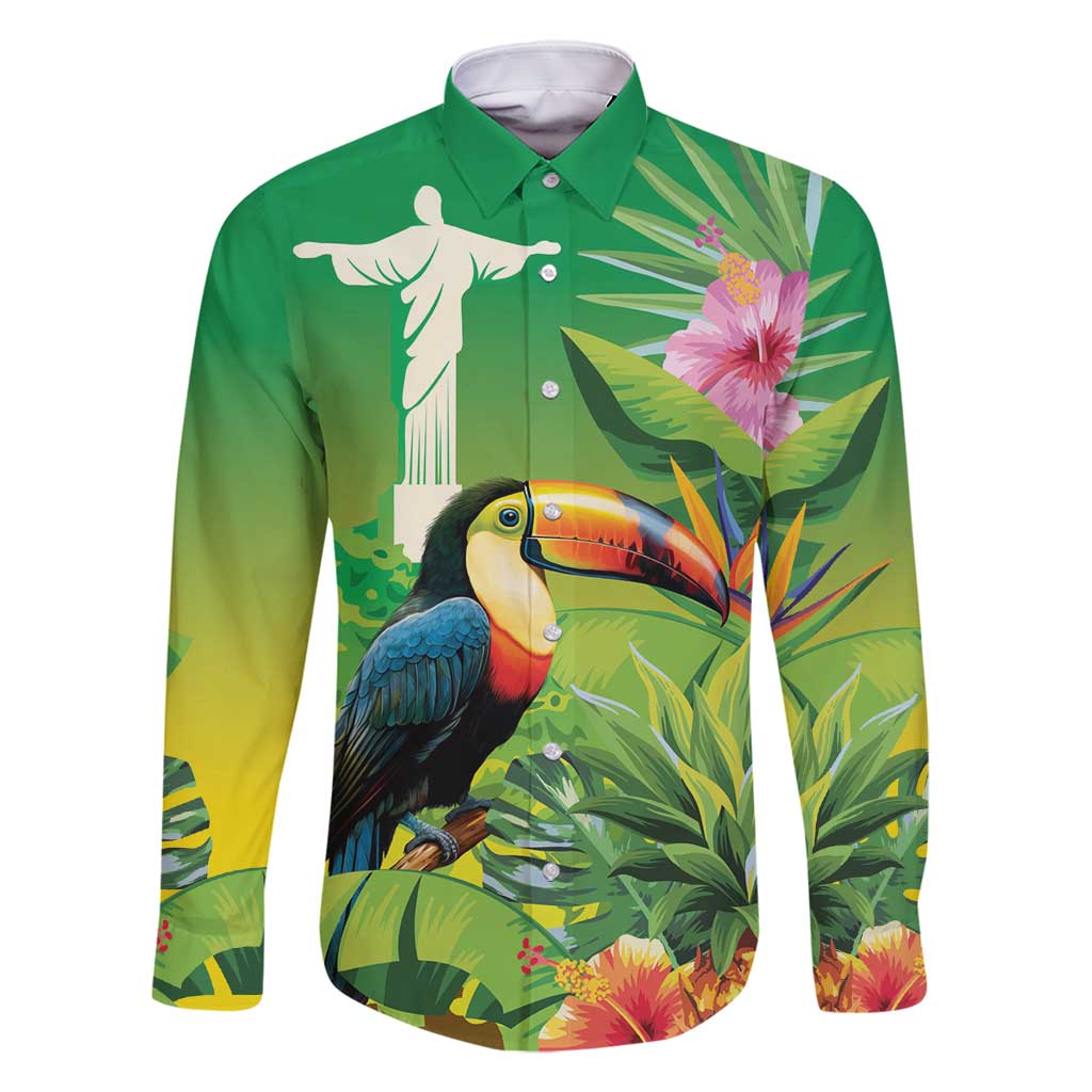 Brazil Rio-Toucan Bird Personalized Family Matching Off Shoulder Maxi Dress and Hawaiian Shirt Tropical Flowers