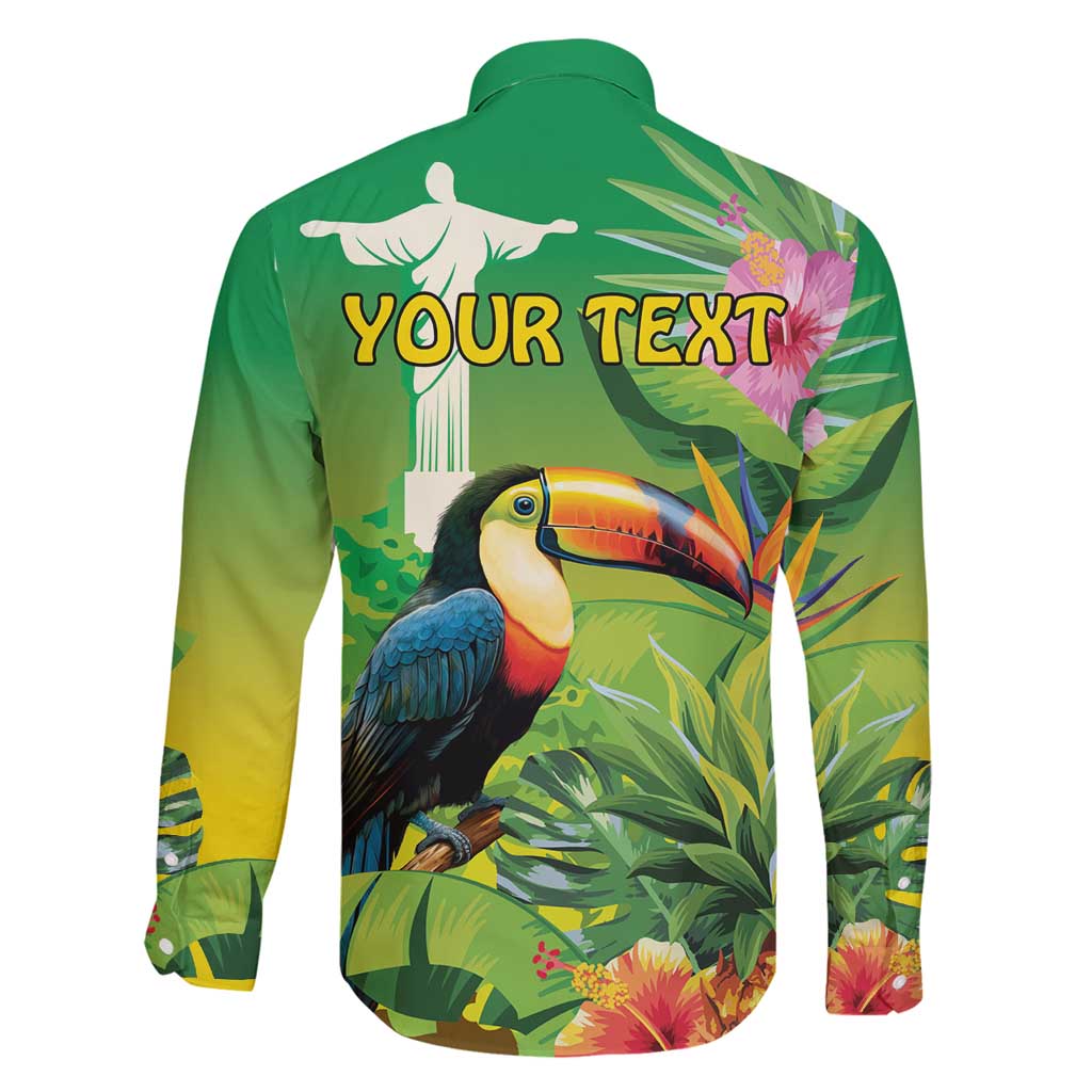 Brazil Rio-Toucan Bird Personalized Family Matching Off Shoulder Maxi Dress and Hawaiian Shirt Tropical Flowers