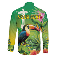 Brazil Rio-Toucan Bird Personalized Family Matching Off Shoulder Maxi Dress and Hawaiian Shirt Tropical Flowers