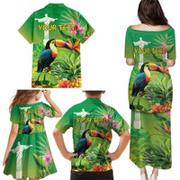 Brazil Rio-Toucan Bird Personalized Family Matching Puletasi and Hawaiian Shirt Tropical Flowers