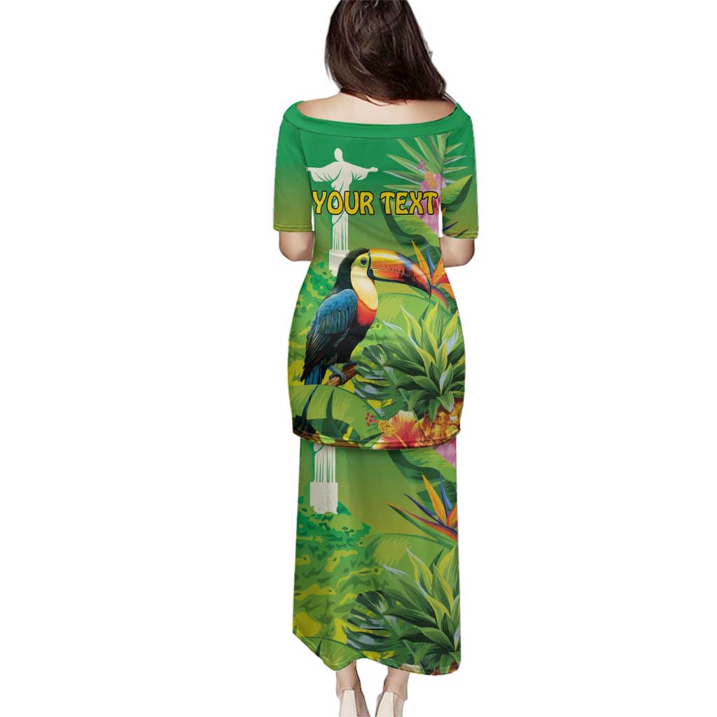 Brazil Rio-Toucan Bird Personalized Family Matching Puletasi and Hawaiian Shirt Tropical Flowers