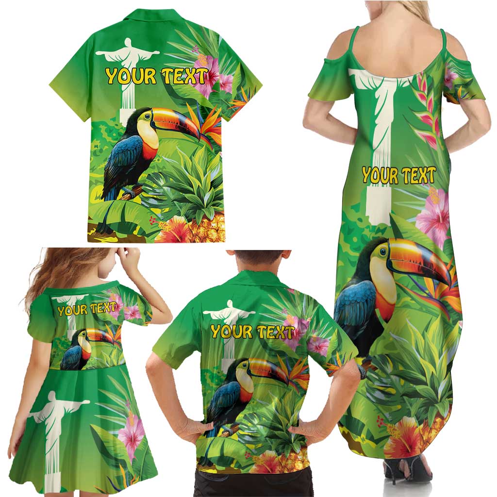 Brazil Rio-Toucan Bird Personalized Family Matching Summer Maxi Dress and Hawaiian Shirt Tropical Flowers