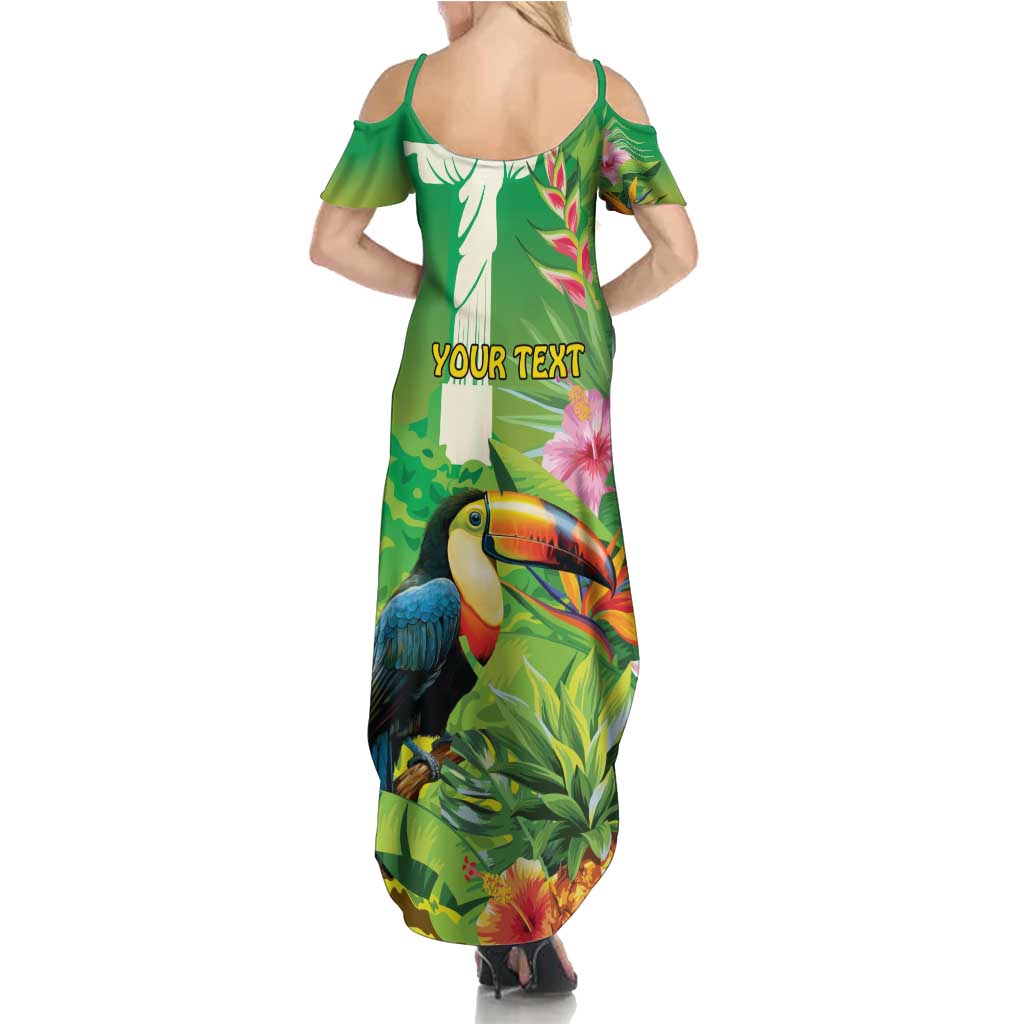 Brazil Rio-Toucan Bird Personalized Family Matching Summer Maxi Dress and Hawaiian Shirt Tropical Flowers