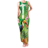 Brazil Rio-Toucan Bird Personalized Family Matching Tank Maxi Dress and Hawaiian Shirt Tropical Flowers