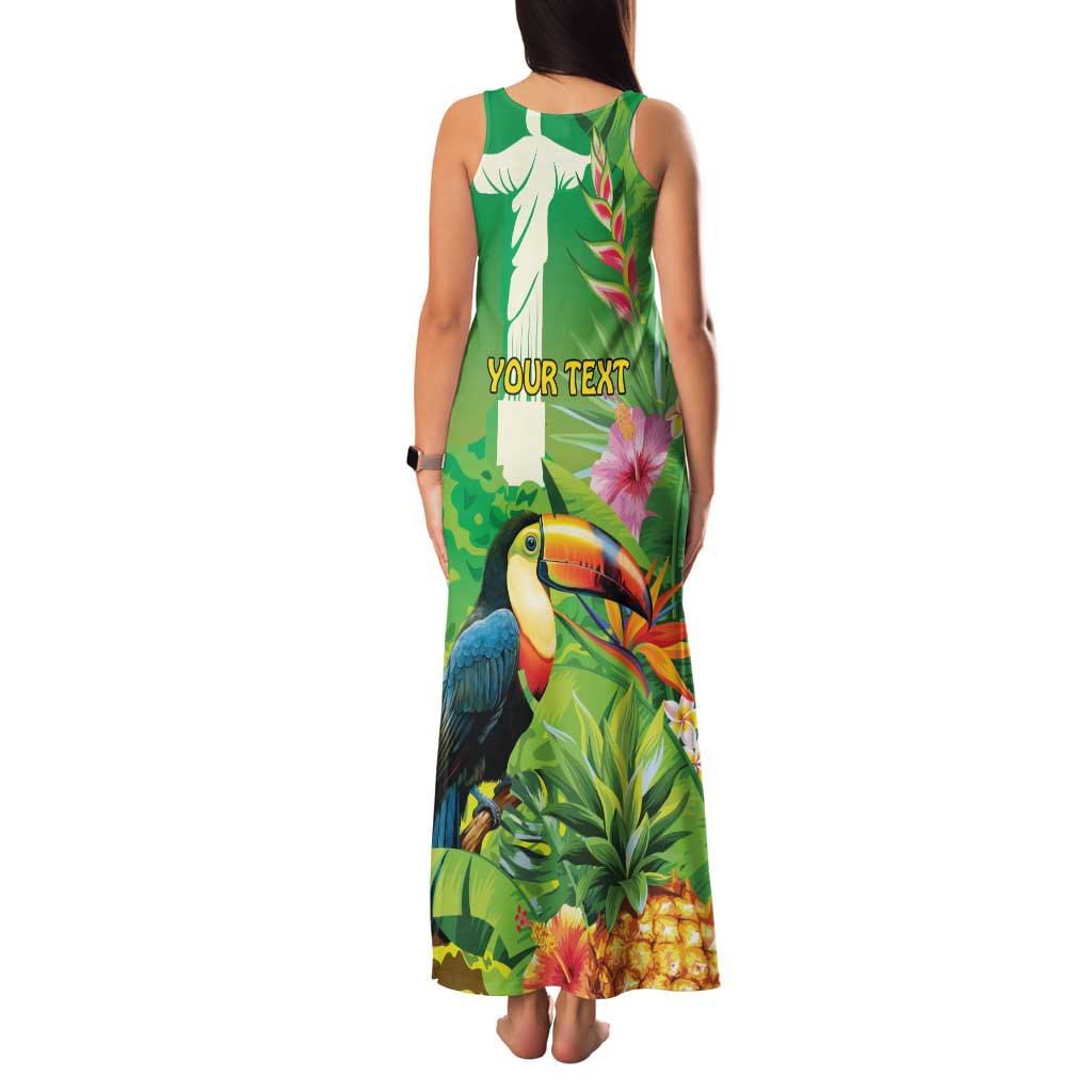 Brazil Rio-Toucan Bird Personalized Family Matching Tank Maxi Dress and Hawaiian Shirt Tropical Flowers