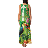 Brazil Rio-Toucan Bird Personalized Family Matching Tank Maxi Dress and Hawaiian Shirt Tropical Flowers