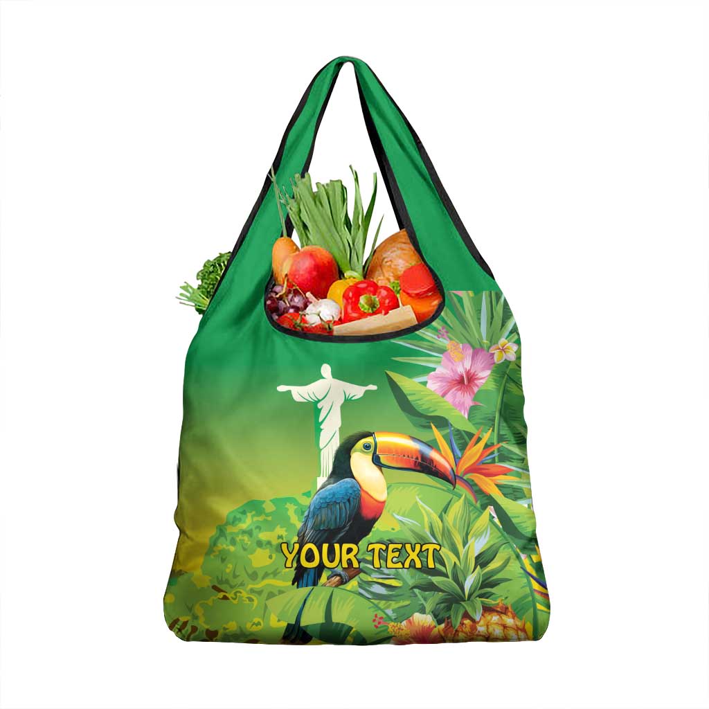 Brazil Rio-Toucan Bird Personalized Grocery Bag Tropical Flowers