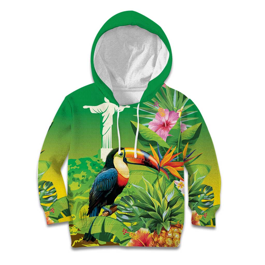 Brazil Rio-Toucan Bird Personalized Kid Hoodie Tropical Flowers