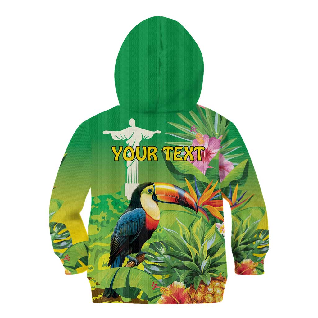 Brazil Rio-Toucan Bird Personalized Kid Hoodie Tropical Flowers
