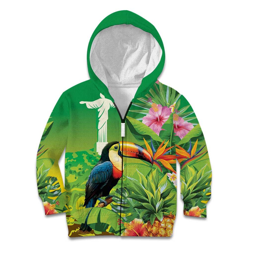 Brazil Rio-Toucan Bird Personalized Kid Hoodie Tropical Flowers