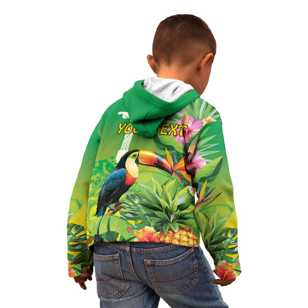 Brazil Rio-Toucan Bird Personalized Kid Hoodie Tropical Flowers