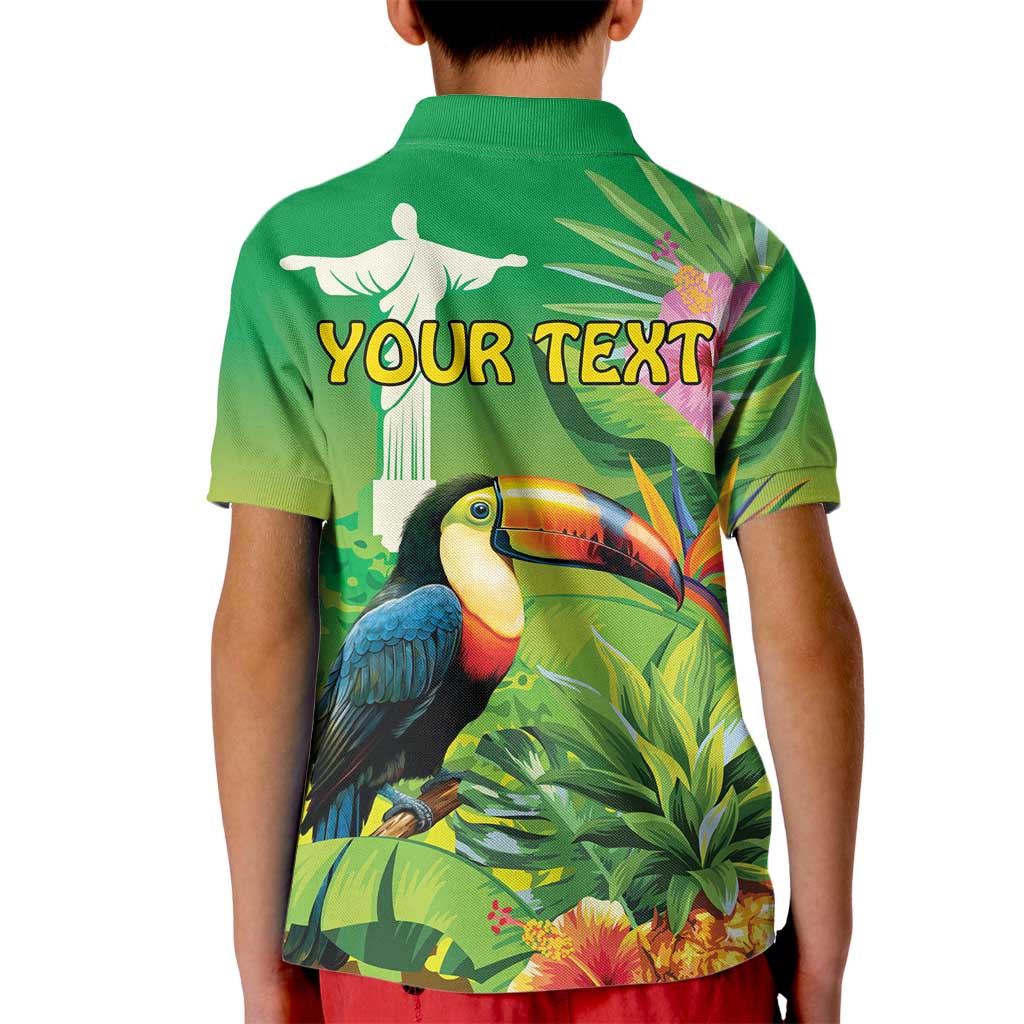 Brazil Rio-Toucan Bird Personalized Kid Polo Shirt Tropical Flowers