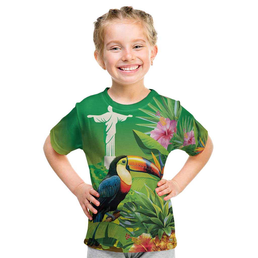 Brazil Rio-Toucan Bird Personalized Kid T Shirt Tropical Flowers