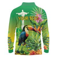 Brazil Rio-Toucan Bird Personalized Long Sleeve Polo Shirt Tropical Flowers