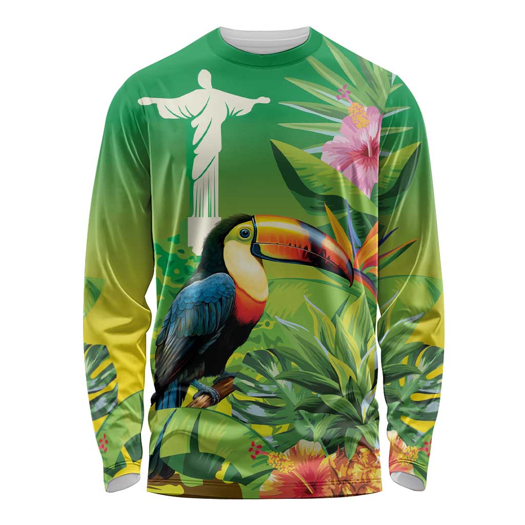 Brazil Rio-Toucan Bird Personalized Long Sleeve Shirt Tropical Flowers