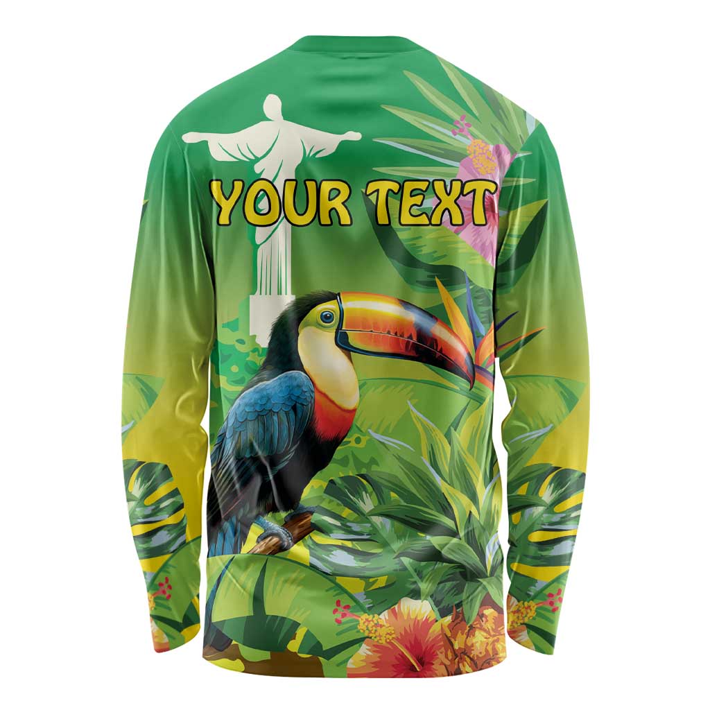 Brazil Rio-Toucan Bird Personalized Long Sleeve Shirt Tropical Flowers
