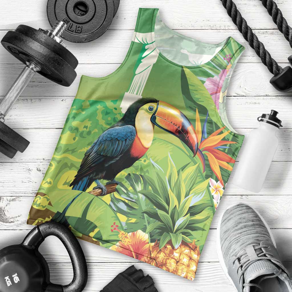 Brazil Rio-Toucan Bird Personalized Men Tank Top Tropical Flowers