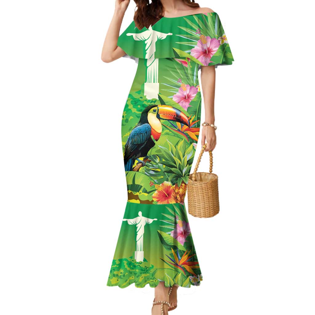 Brazil Rio-Toucan Bird Personalized Mermaid Dress Tropical Flowers