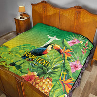 Brazil Rio-Toucan Bird Personalized Quilt Tropical Flowers
