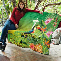 Brazil Rio-Toucan Bird Personalized Quilt Tropical Flowers