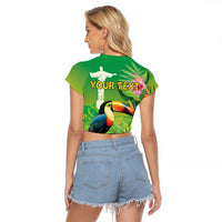 Brazil Rio-Toucan Bird Personalized Raglan Cropped T Shirt Tropical Flowers