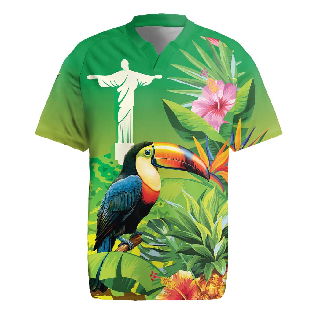 Brazil Rio-Toucan Bird Personalized Rugby Jersey Tropical Flowers