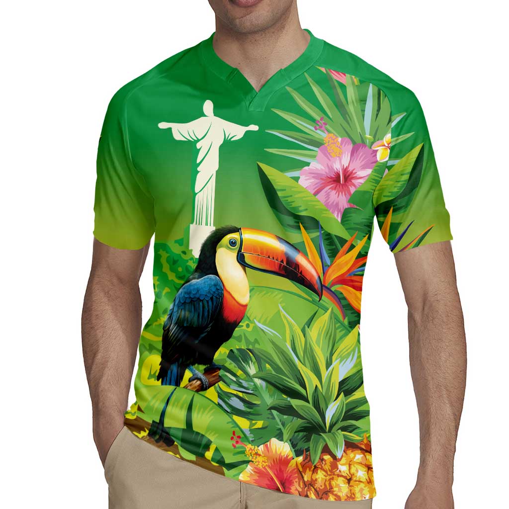 Brazil Rio-Toucan Bird Personalized Rugby Jersey Tropical Flowers