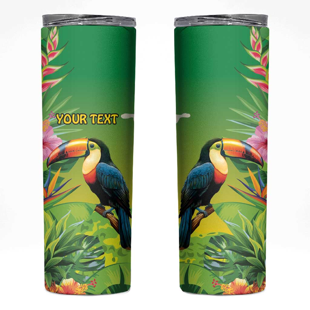 Brazil Rio-Toucan Bird Personalized Skinny Tumbler Tropical Flowers