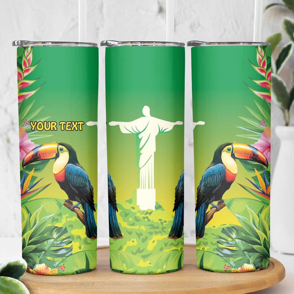 Brazil Rio-Toucan Bird Personalized Skinny Tumbler Tropical Flowers