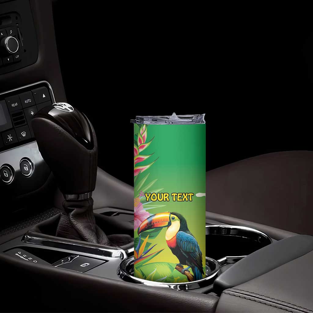 Brazil Rio-Toucan Bird Personalized Skinny Tumbler Tropical Flowers
