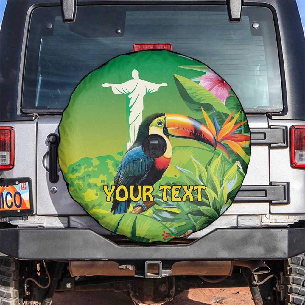 Brazil Rio-Toucan Bird Personalized Spare Tire Cover Tropical Flowers