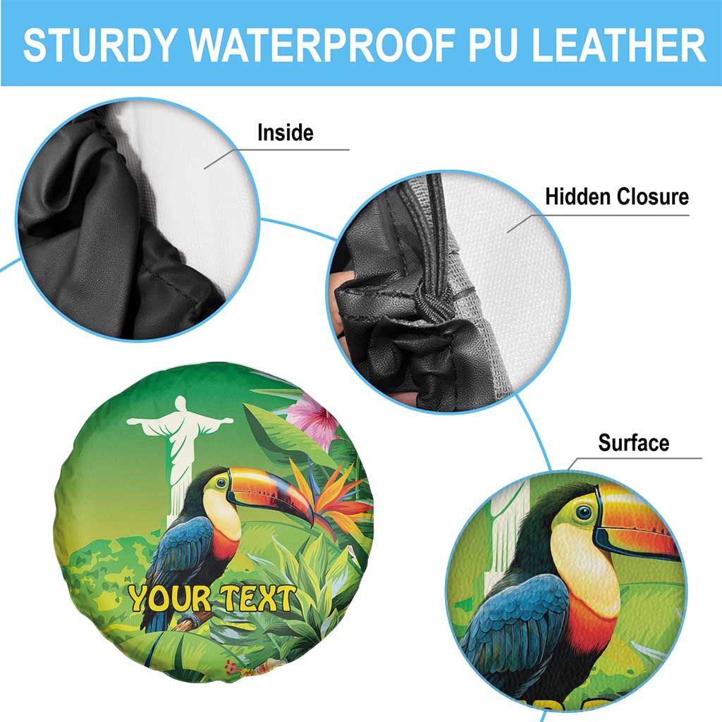 Brazil Rio-Toucan Bird Personalized Spare Tire Cover Tropical Flowers