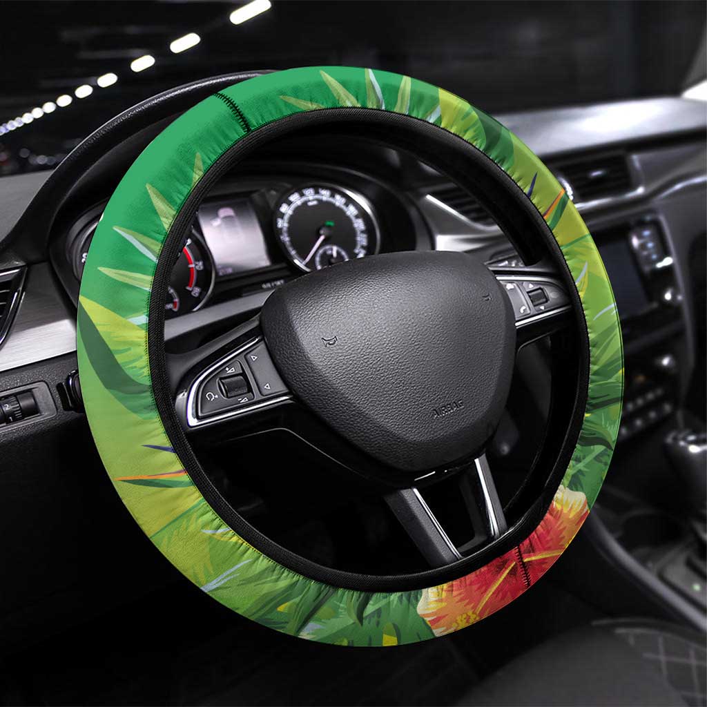 Brazil Rio-Toucan Bird Steering Wheel Cover Tropical Flowers