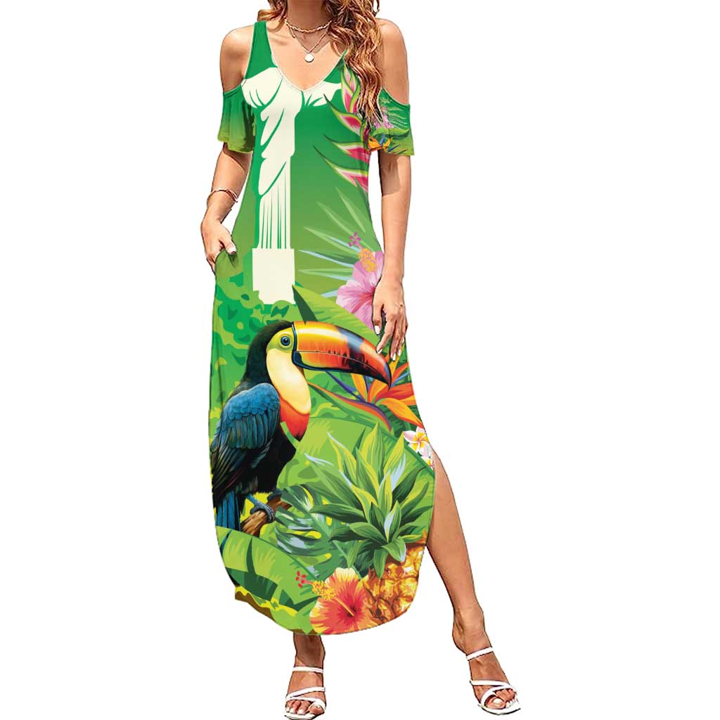Brazil Rio-Toucan Bird Personalized Summer Maxi Dress Tropical Flowers