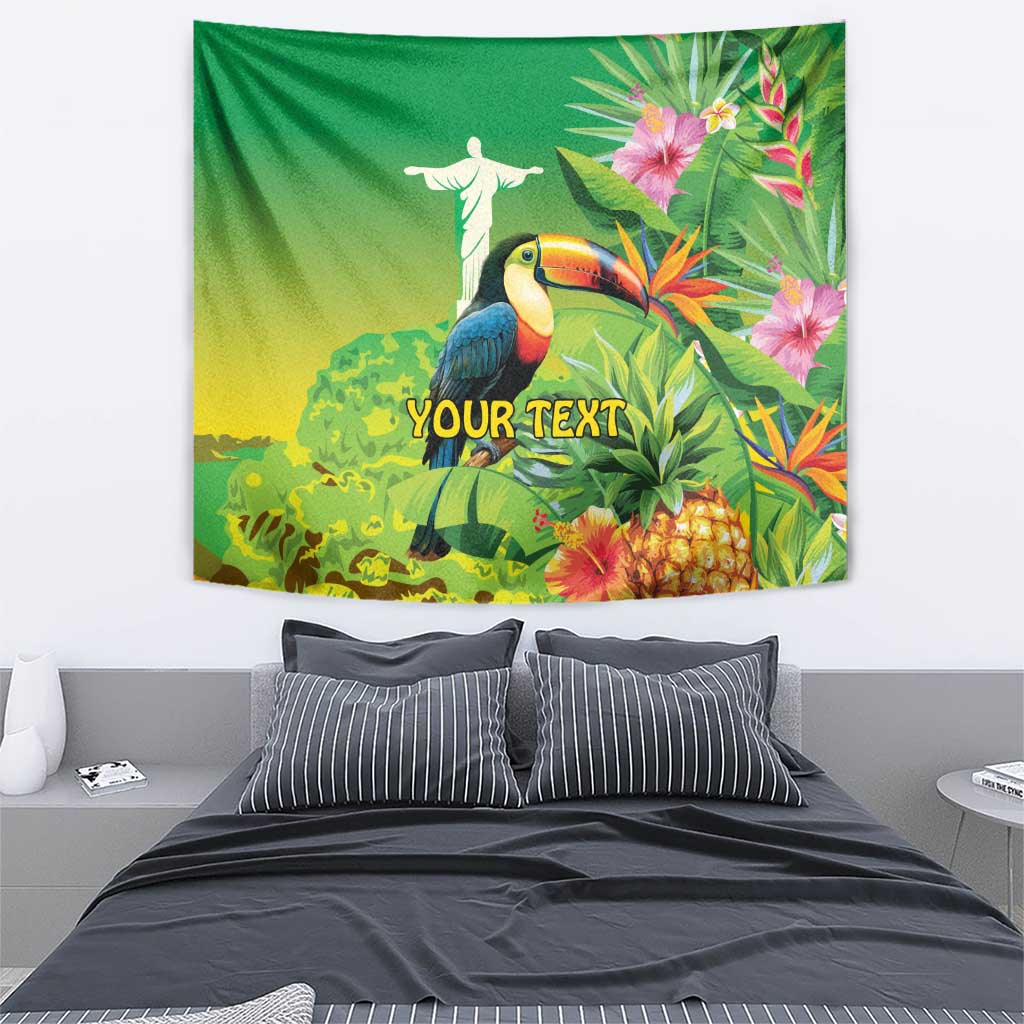 Brazil Rio-Toucan Bird Personalized Tapestry Tropical Flowers