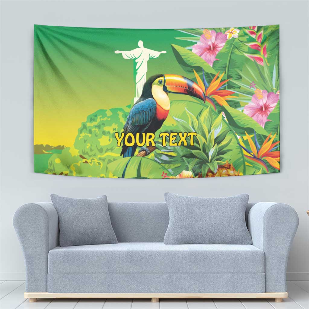 Brazil Rio-Toucan Bird Personalized Tapestry Tropical Flowers
