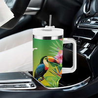 Brazil Rio-Toucan Bird Personalized Tumbler With Handle Tropical Flowers
