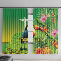 Brazil Rio-Toucan Bird Personalized Window Curtain Tropical Flowers