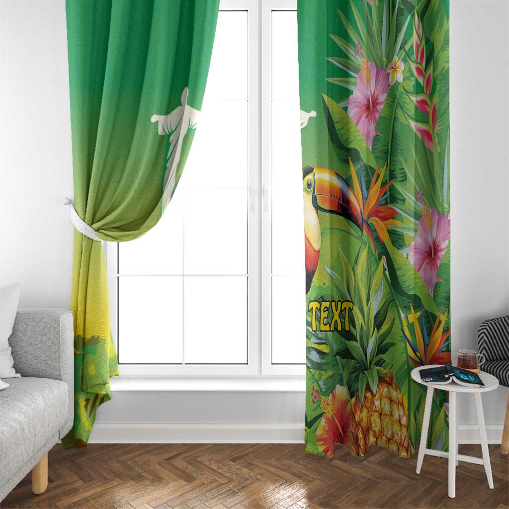 Brazil Rio-Toucan Bird Personalized Window Curtain Tropical Flowers