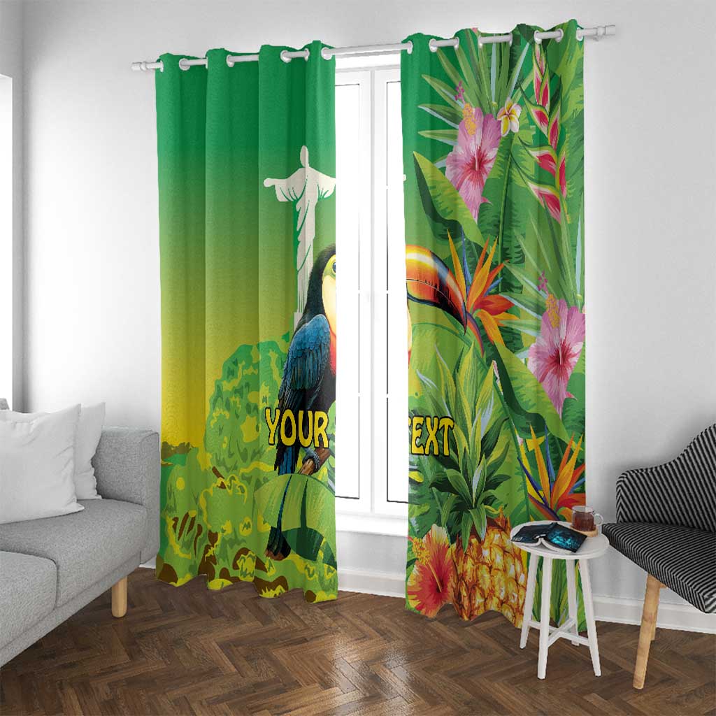 Brazil Rio-Toucan Bird Personalized Window Curtain Tropical Flowers