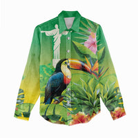 Brazil Rio-Toucan Bird Personalized Women Casual Shirt Tropical Flowers