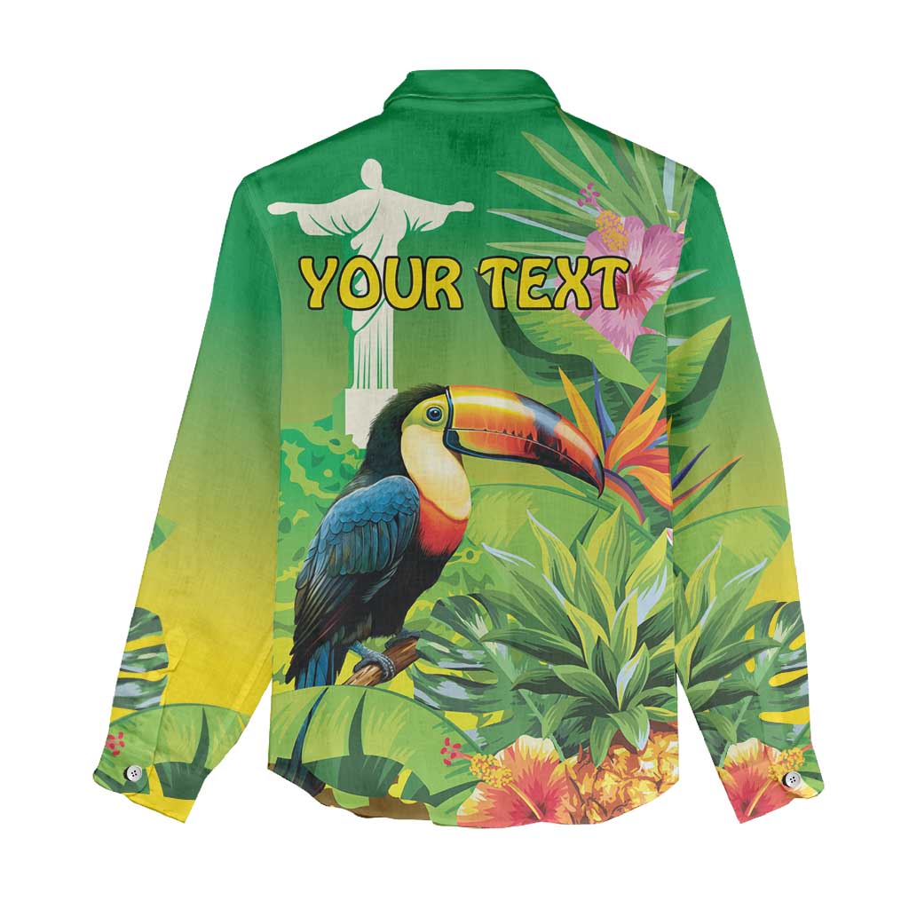 Brazil Rio-Toucan Bird Personalized Women Casual Shirt Tropical Flowers