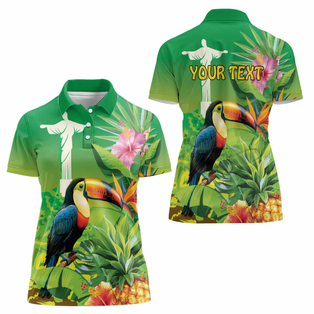 Brazil Rio-Toucan Bird Personalized Women Polo Shirt Tropical Flowers